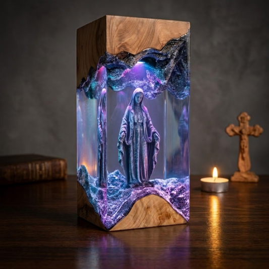 Handcrafted Virgin Mary Resin Lamp